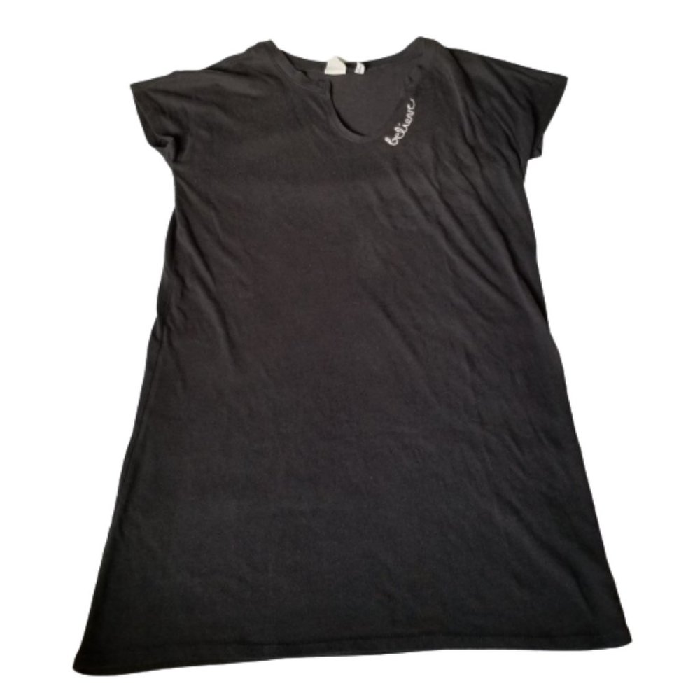 Junk Food x Disney Black "Believe" V-Neck Sleep Shirt Nightgown